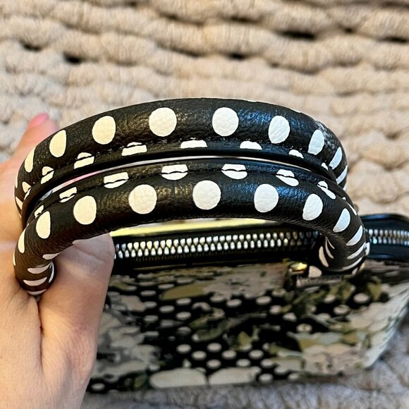 Betsy Johnson Black, White & Grey Floral Polka Dot Print Handbag - Picture 8 of 16